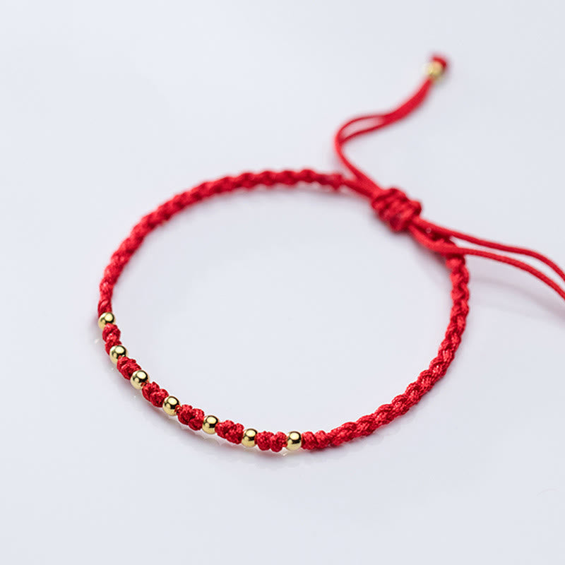 Bracelet de protection tressé en fil rouge avec perles dorées et pierres de Buddha Stones en argent sterling 925 - image 12