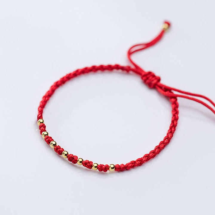 Bracelet de protection tressé en fil rouge avec perles dorées et pierres de Buddha Stones en argent sterling 925 - image 12