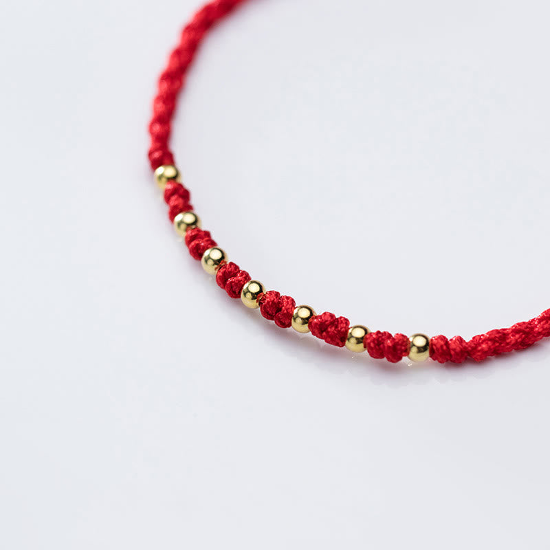 Bracelet de protection tressé en fil rouge avec perles dorées et pierres de Buddha Stones en argent sterling 925 - image 15