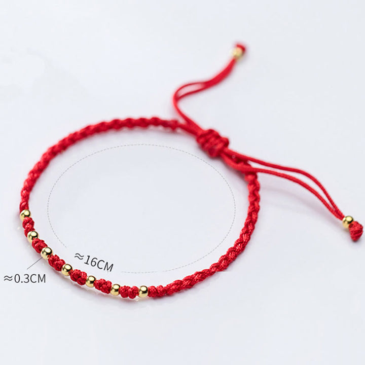 Bracelet de protection tressé en fil rouge avec perles dorées et pierres de Buddha Stones en argent sterling 925 - image 14