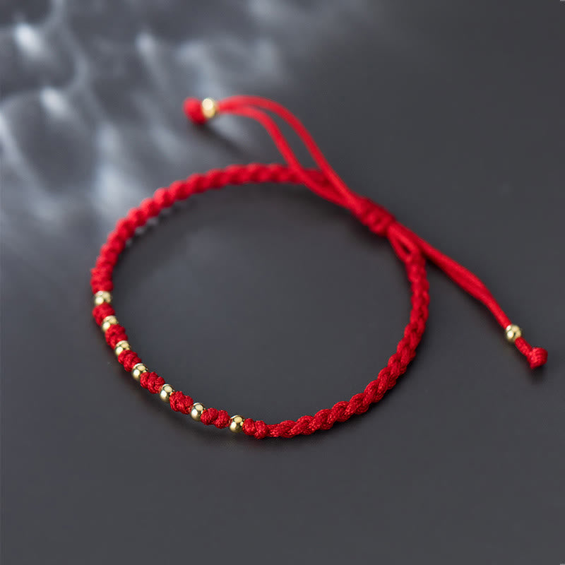 Bracelet de protection tressé en fil rouge avec perles dorées et pierres de Buddha Stones en argent sterling 925 - image 9