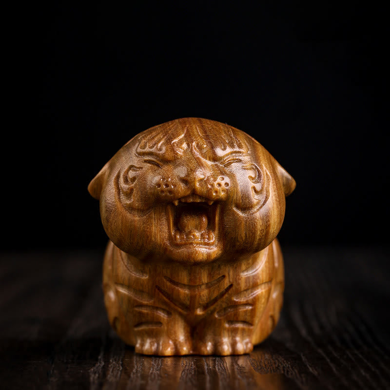 Buddha Stones de santal vert Tigre mignon Animaux Décoration positive - Tigre en bois de santal vert (49*42*58mm) - image 0