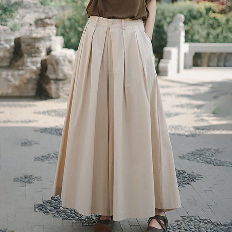 Pantalon ample décontracté en coton avec poches pour femme Motif Buddha Stones - Blé - US12，UK/AU16，EU44 (2XL) - image 0
