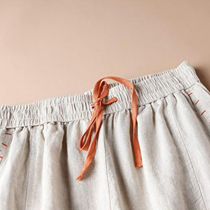 Pantalon large décontracté en coton avec ourlet fendu et poches pour femme, longueur 7-8, Buddha Stones - image 2