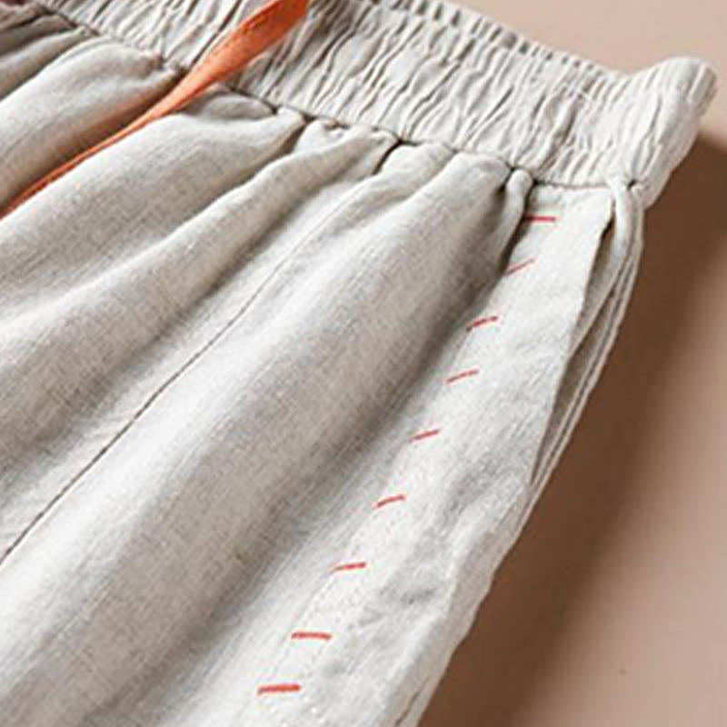 Pantalon large décontracté en coton avec ourlet fendu et poches pour femme, longueur 7-8, Buddha Stones - image 3
