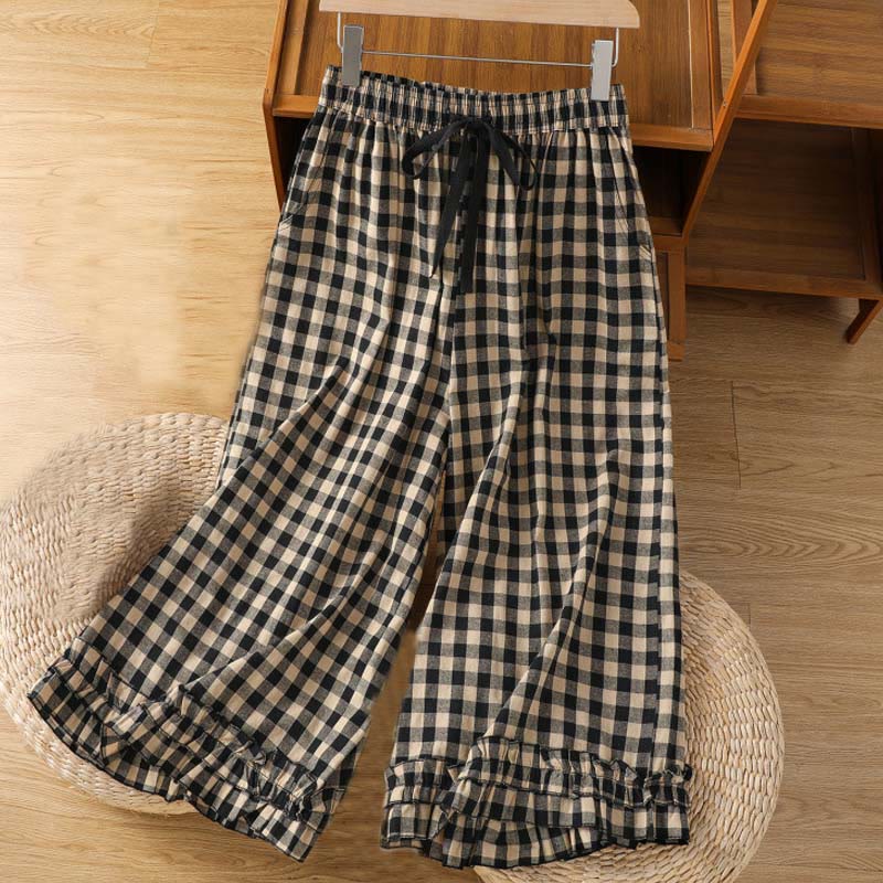 Pantalon large décontracté en coton avec poches pour femme, longueur 7-8, motif Buddha Stones - image 2