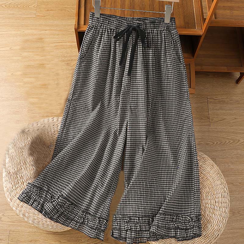 Pantalon large décontracté en coton avec poches pour femme, longueur 7-8, motif Buddha Stones - Gris terne - US6，UK/AU10，EU38 (XL) - image 8