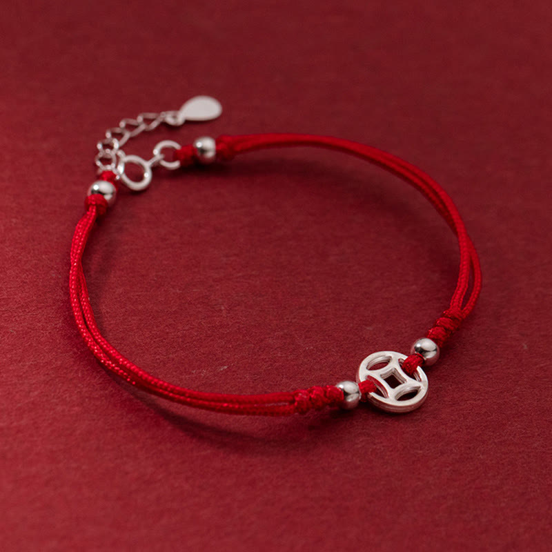 Bracelet porte-bonheur en argent sterling 925 avec pièce de cuivre creuse et pierres de Buddha Stones - image 1