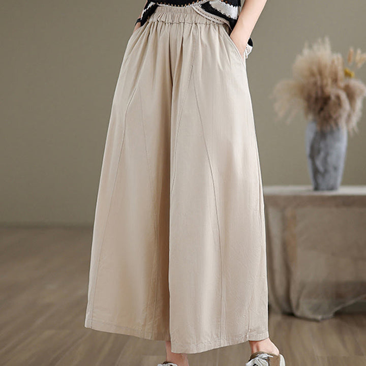 Pantalon large décontracté en coton uni pour femme, longueur 7-8, avec poches, Buddha Stones - image 6