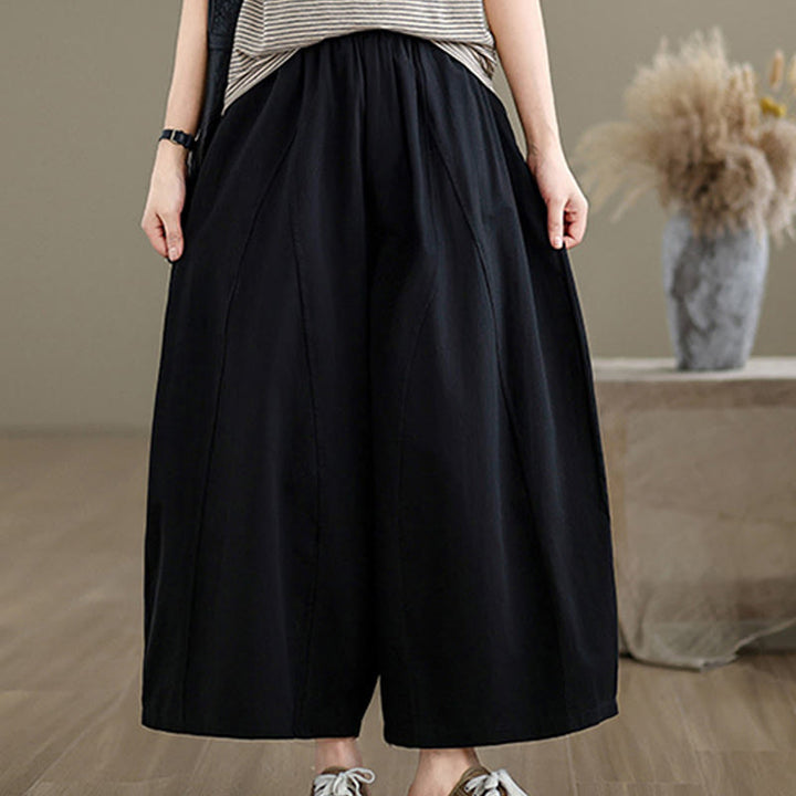 Pantalon large décontracté en coton uni pour femme, longueur 7-8, avec poches, Buddha Stones - image 11