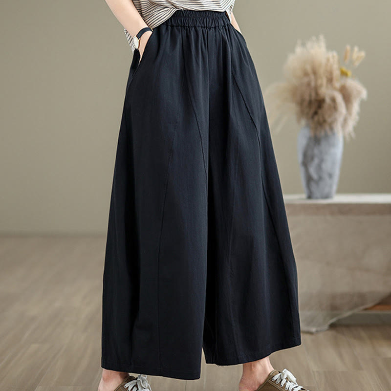 Pantalon large décontracté en coton uni pour femme, longueur 7-8, avec poches, Buddha Stones - image 9