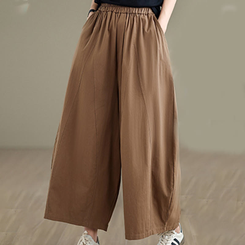 Pantalon large décontracté en coton uni pour femme, longueur 7-8, avec poches, Buddha Stones - image 15