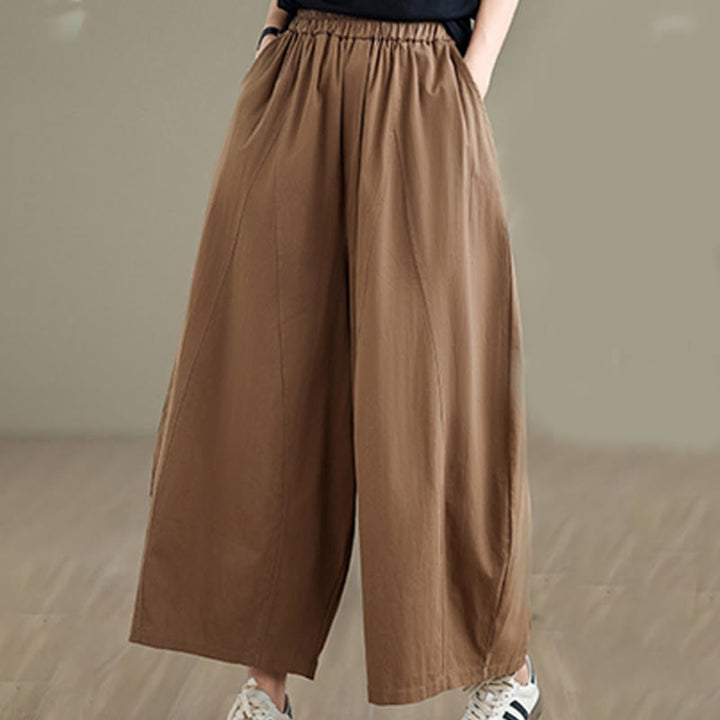 Pantalon large décontracté en coton uni pour femme, longueur 7-8, avec poches, Buddha Stones - image 15