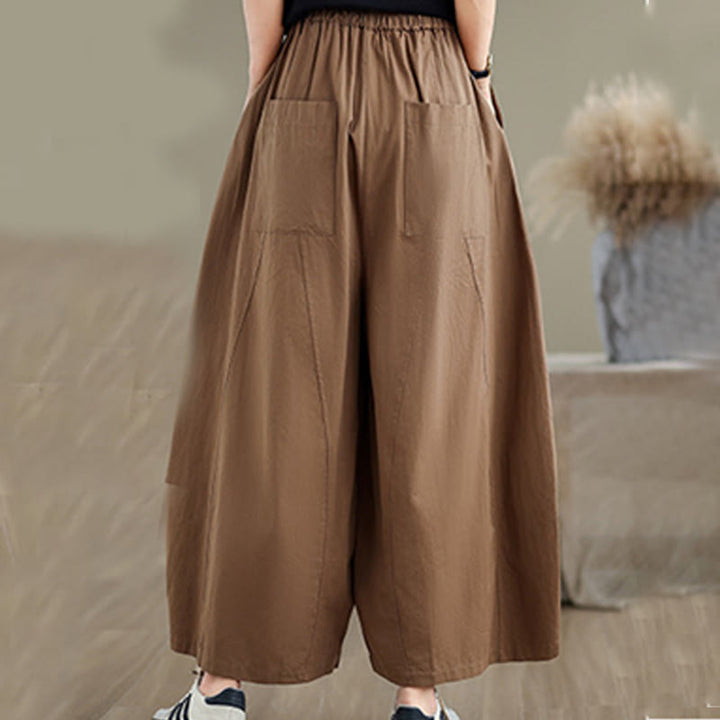 Pantalon large décontracté en coton uni pour femme, longueur 7-8, avec poches, Buddha Stones - image 14