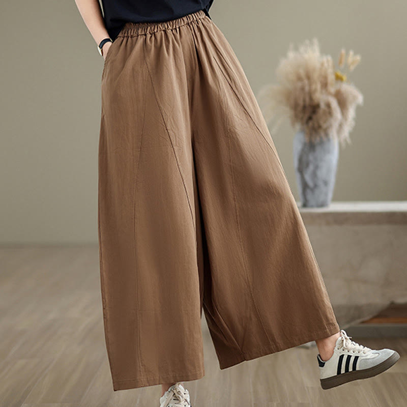 Pantalon large décontracté en coton uni pour femme, longueur 7-8, avec poches, Buddha Stones - image 21
