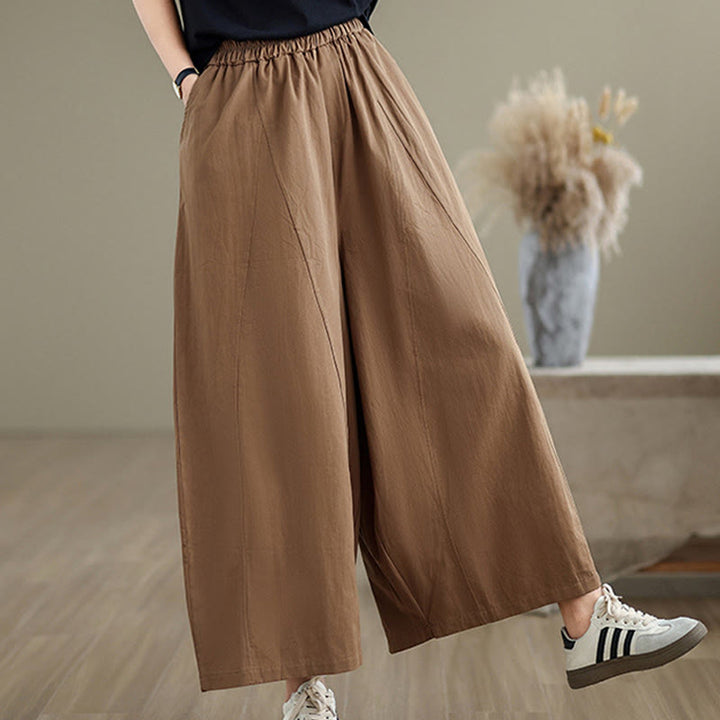 Pantalon large décontracté en coton uni pour femme, longueur 7-8, avec poches, Buddha Stones - image 21
