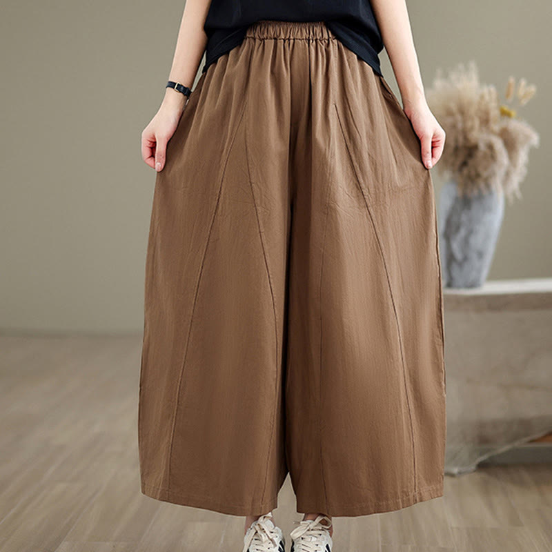Pantalon large décontracté en coton uni pour femme, longueur 7-8, avec poches, Buddha Stones - Pérou - US8-10，UK/AU12-14，EU40-42 (2XL) - image 13