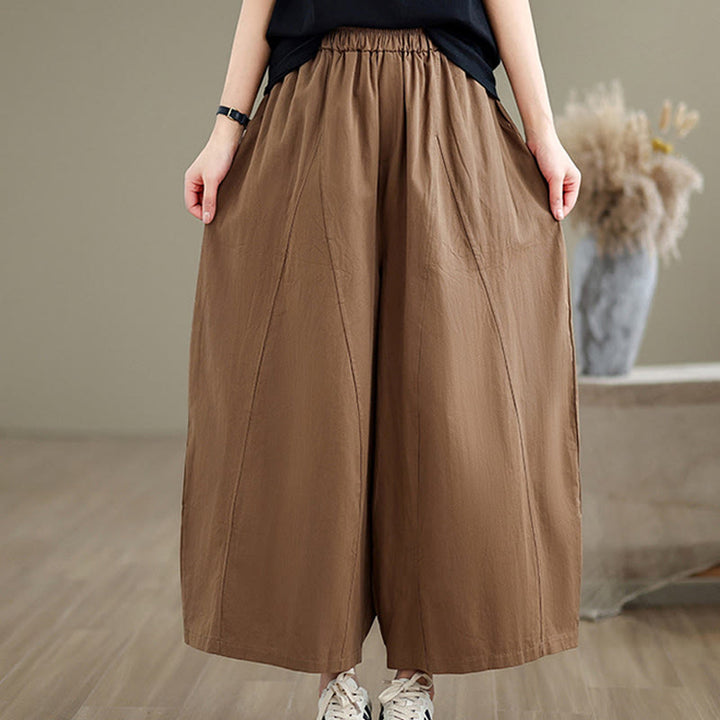Pantalon large décontracté en coton uni pour femme, longueur 7-8, avec poches, Buddha Stones - Pérou - US8-10，UK/AU12-14，EU40-42 (2XL) - image 13