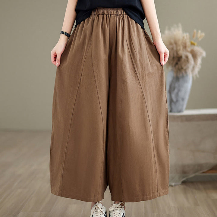 Pantalon large décontracté en coton uni pour femme, longueur 7-8, avec poches, Buddha Stones - image 19