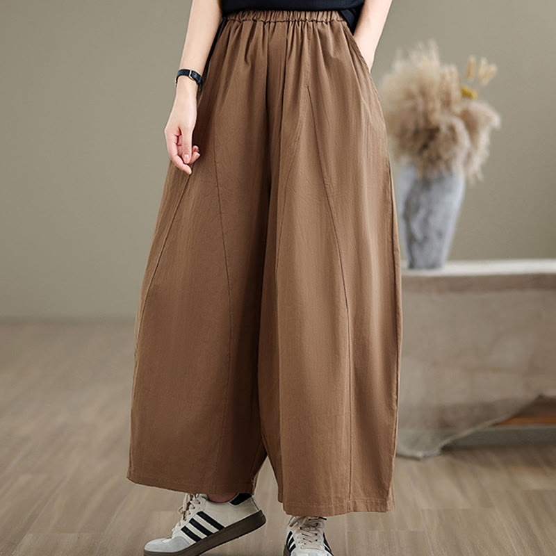 Pantalon large décontracté en coton uni pour femme, longueur 7-8, avec poches, Buddha Stones - image 16