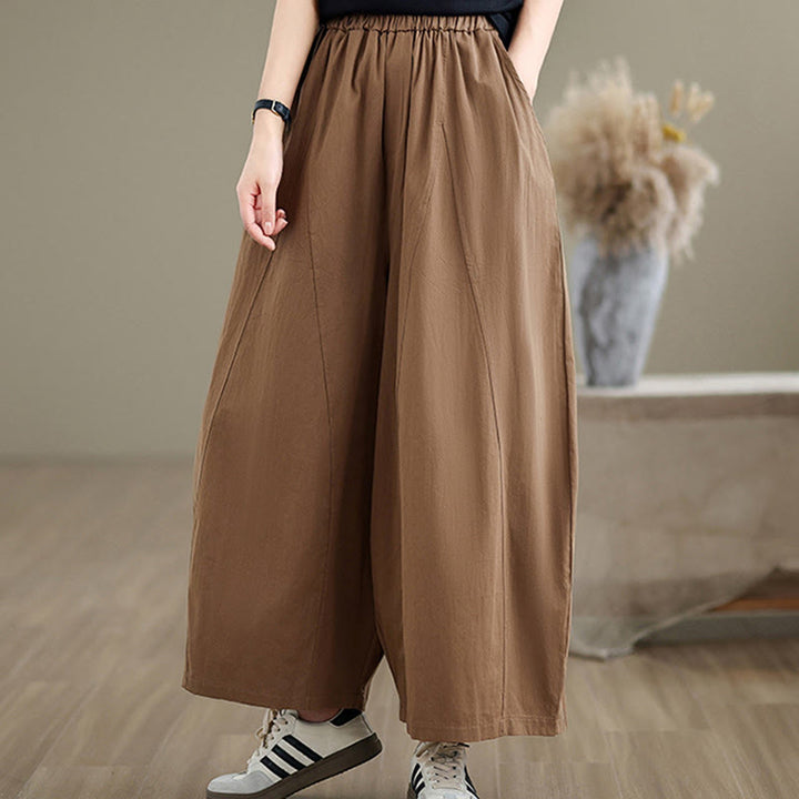 Pantalon large décontracté en coton uni pour femme, longueur 7-8, avec poches, Buddha Stones - image 16