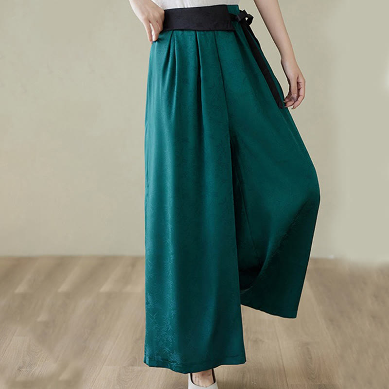 Pantalon large décontracté en coton jacquard à lacets avec poches pour femme Buddha Stones - image 6