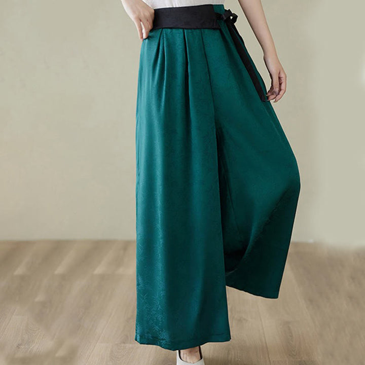Pantalon large décontracté en coton jacquard à lacets avec poches pour femme Buddha Stones - image 6