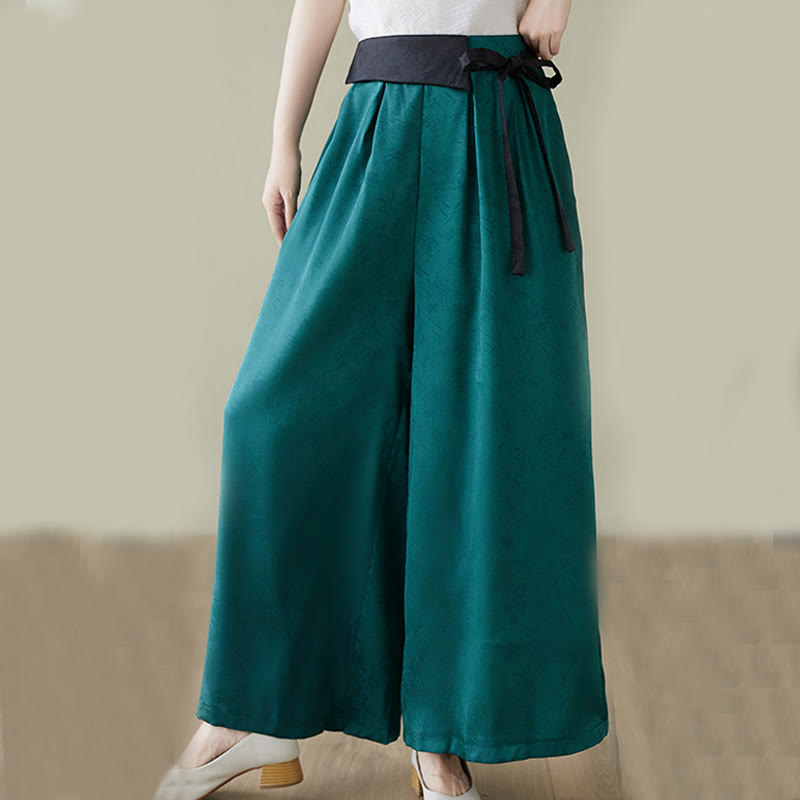 Pantalon large décontracté en coton jacquard à lacets avec poches pour femme Buddha Stones - image 10