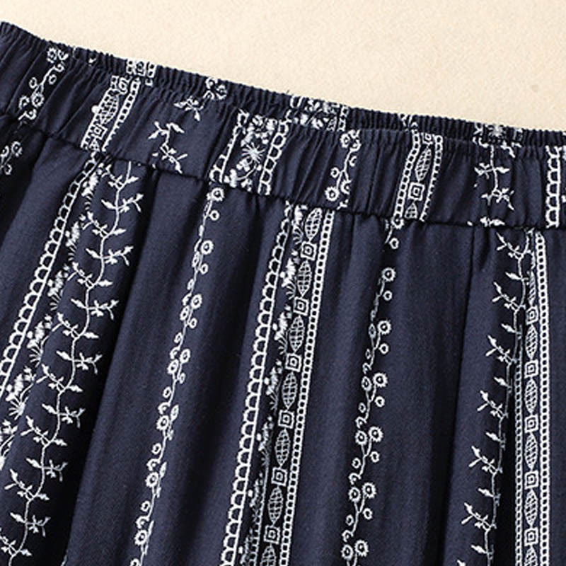 Pantalon large décontracté en coton et lin avec poches pour femme, imprimé vertical Buddha Stones - image 4