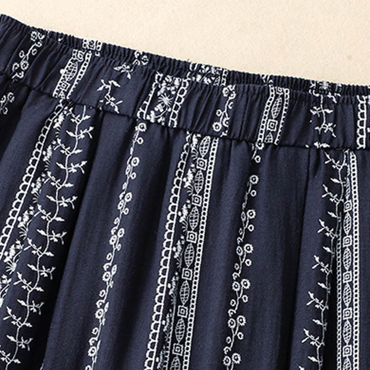 Pantalon large décontracté en coton et lin avec poches pour femme, imprimé vertical Buddha Stones - image 4