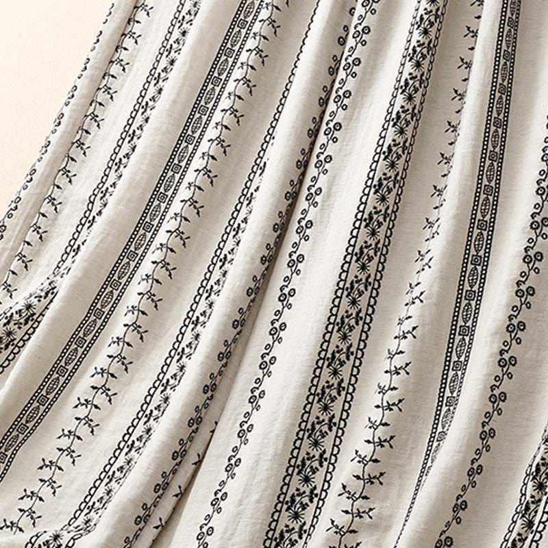 Pantalon large décontracté en coton et lin avec poches pour femme, imprimé vertical Buddha Stones - image 13