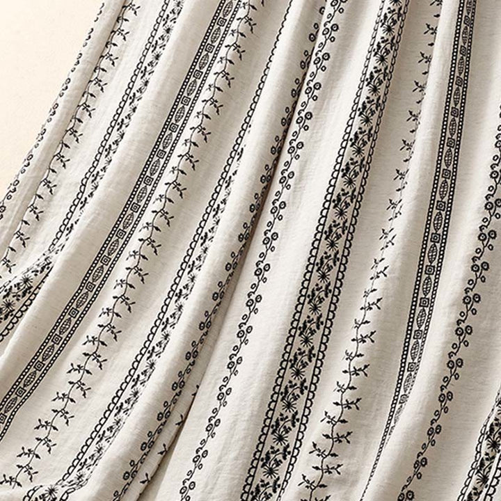 Pantalon large décontracté en coton et lin avec poches pour femme, imprimé vertical Buddha Stones - image 13