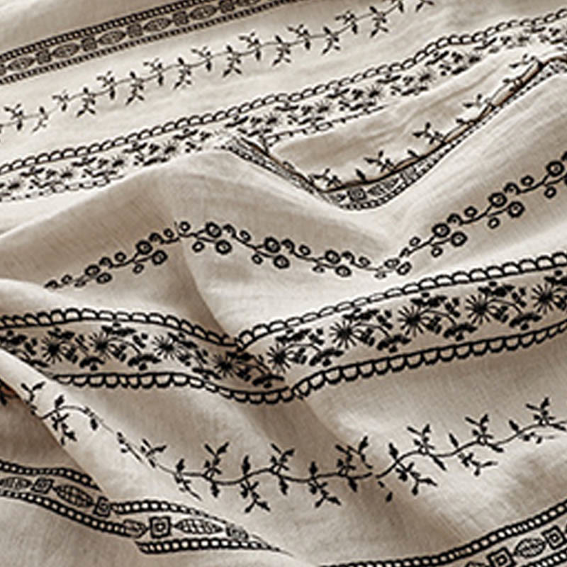 Pantalon large décontracté en coton et lin avec poches pour femme, imprimé vertical Buddha Stones - image 9