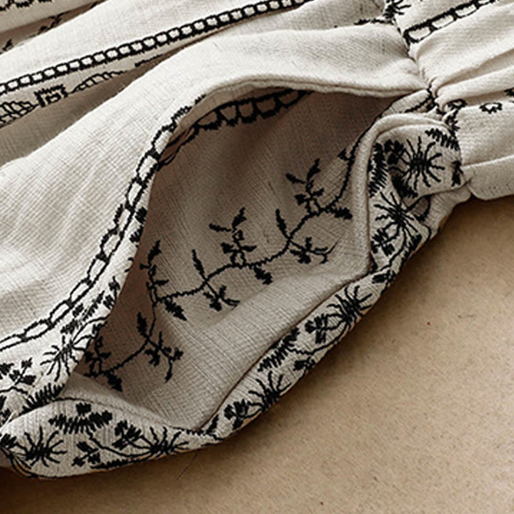 Pantalon large décontracté en coton et lin avec poches pour femme, imprimé vertical Buddha Stones - image 7