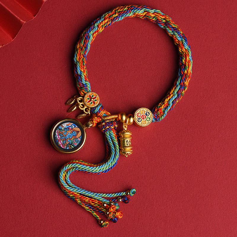 Bracelet en corde colorée avec Buddha Stones Thangka, zodiaque chinois tibétain, Zakiram - Cheval - image 2