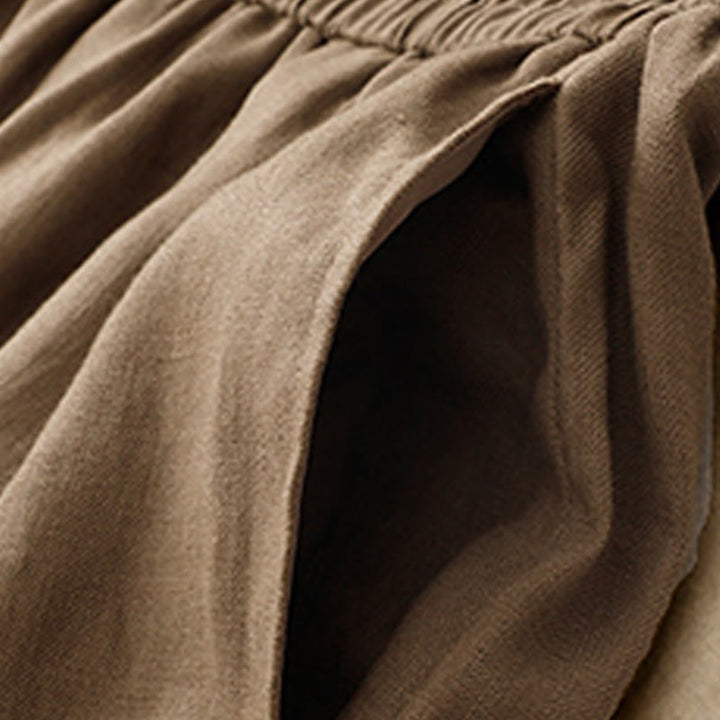 Pantalon sarouel d'été uni en coton et lin avec poches pour femme Buddha Stones - image 1