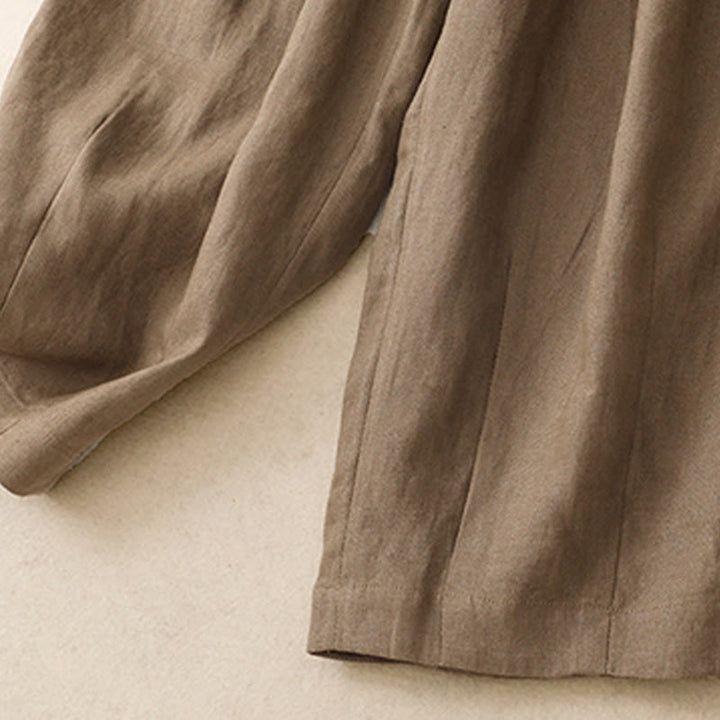 Pantalon sarouel d'été uni en coton et lin avec poches pour femme Buddha Stones - image 4