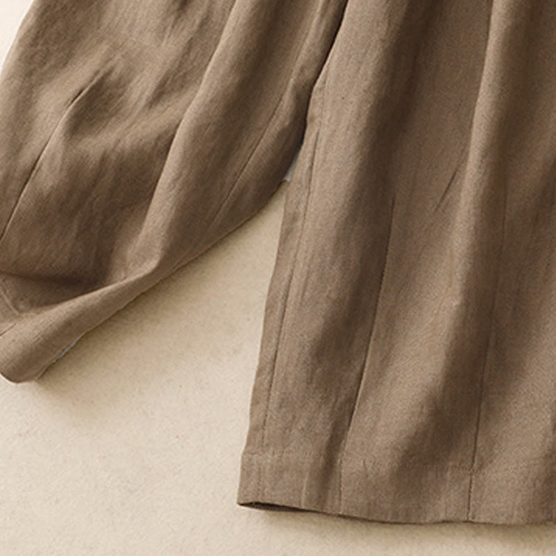 Pantalon sarouel d'été uni en coton et lin avec poches pour femme Buddha Stones - image 3