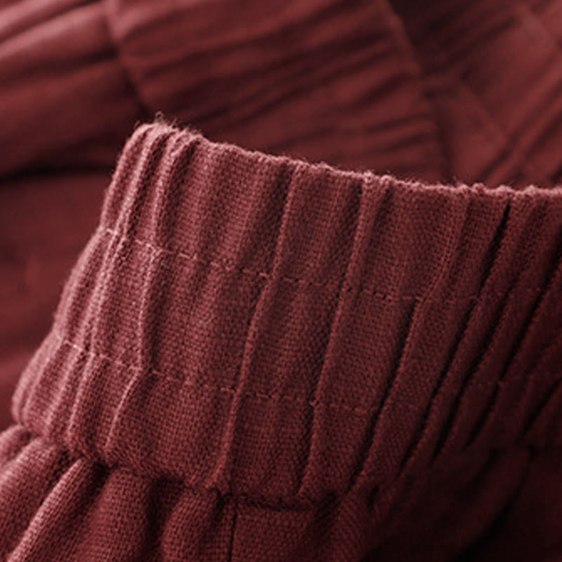 Pantalon sarouel d'été uni en coton et lin avec poches pour femme Buddha Stones - image 6