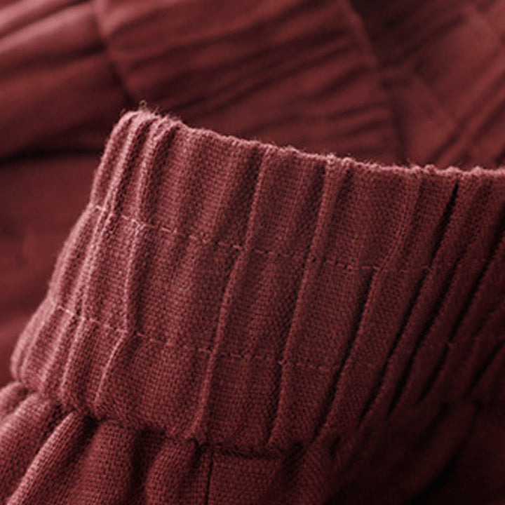 Pantalon sarouel d'été uni en coton et lin avec poches pour femme Buddha Stones - image 6