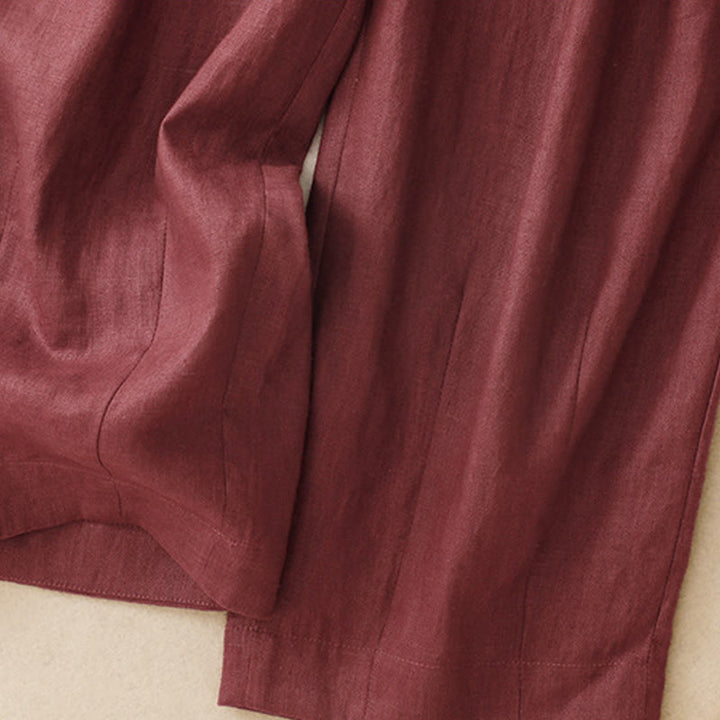 Pantalon sarouel d'été uni en coton et lin avec poches pour femme Buddha Stones - image 7