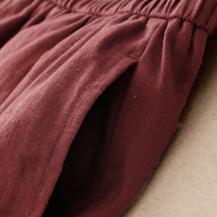 Pantalon sarouel d'été uni en coton et lin avec poches pour femme Buddha Stones - image 10