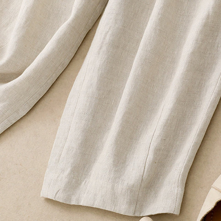 Pantalon sarouel d'été uni en coton et lin avec poches pour femme Buddha Stones - image 13