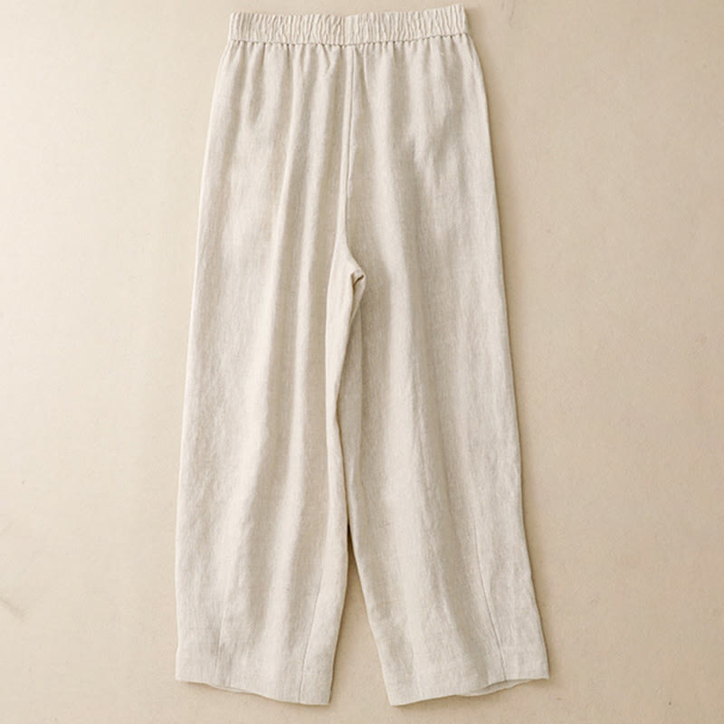 Pantalon sarouel d'été uni en coton et lin avec poches pour femme Buddha Stones - image 12