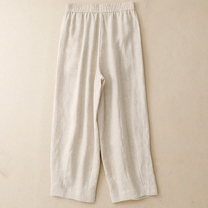 Pantalon sarouel d'été uni en coton et lin avec poches pour femme Buddha Stones - image 12