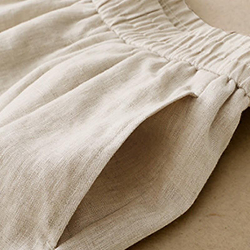 Pantalon sarouel d'été uni en coton et lin avec poches pour femme Buddha Stones - image 14