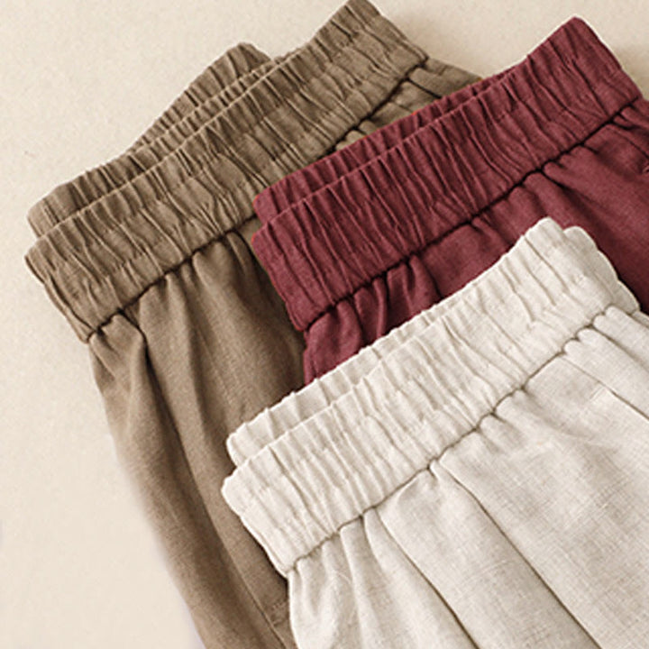 Pantalon sarouel d'été uni en coton et lin avec poches pour femme Buddha Stones - image 22
