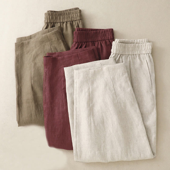 Pantalon sarouel d'été uni en coton et lin avec poches pour femme Buddha Stones - image 20