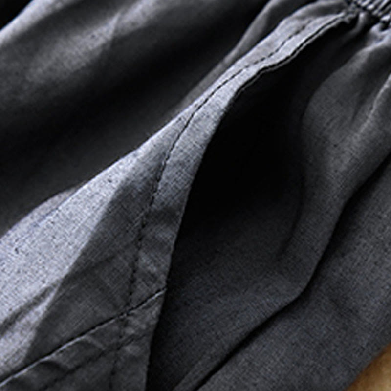 Pantalon court décontracté uni Buddha Stones pour femme, sarouel en coton et lin avec poches - image 1