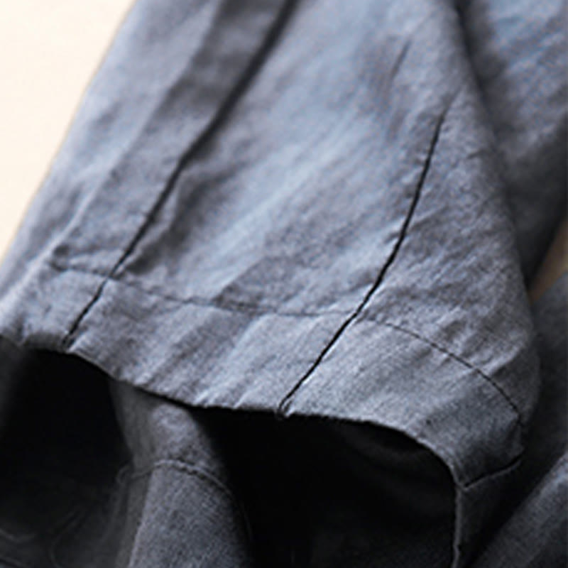 Pantalon court décontracté uni Buddha Stones pour femme, sarouel en coton et lin avec poches - image 4